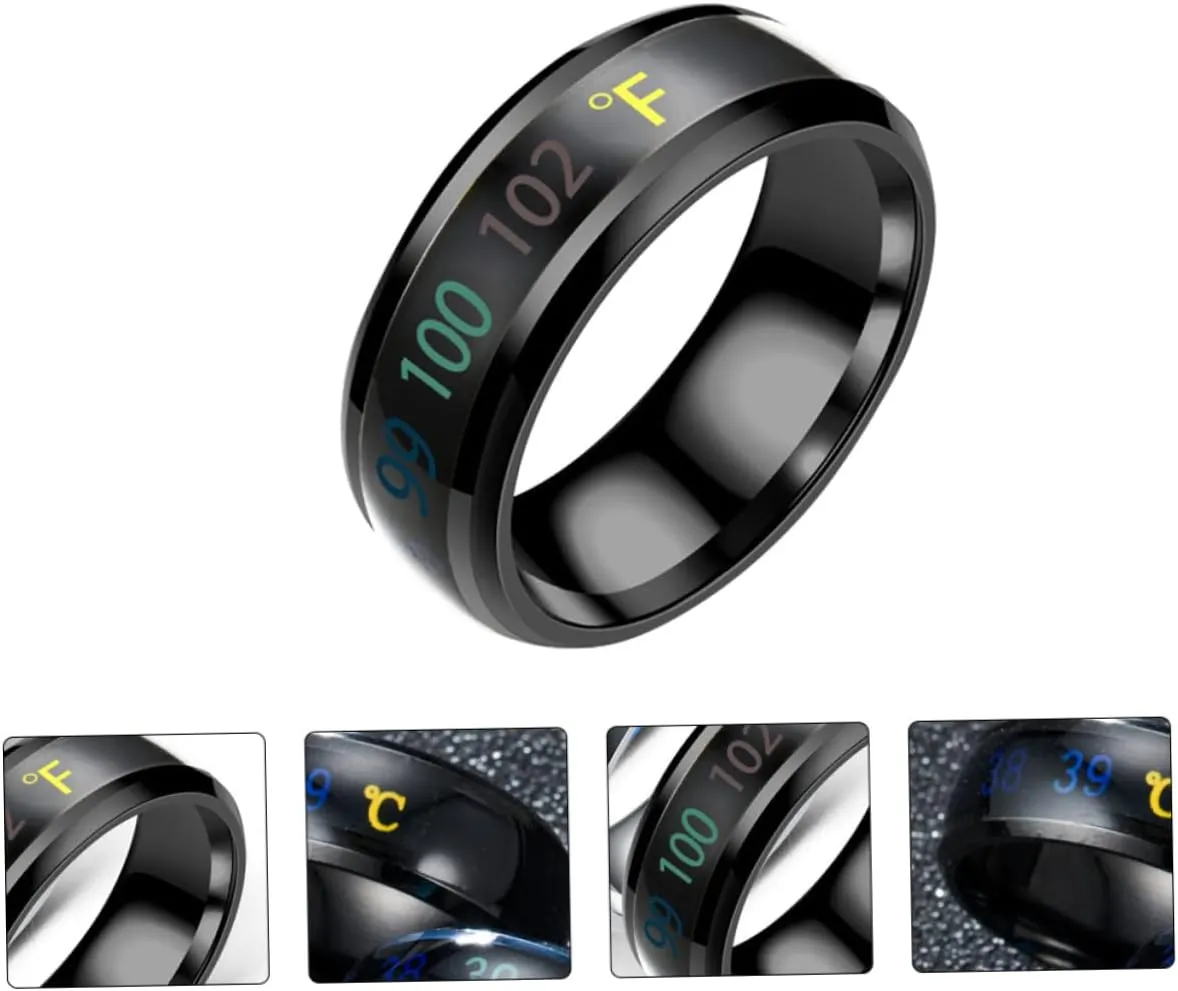 PRETYZOOM 1pc Sensitive Couple Ring Simple Rings Finger Ring Titanium Steel Couple Ring Temperature Rings