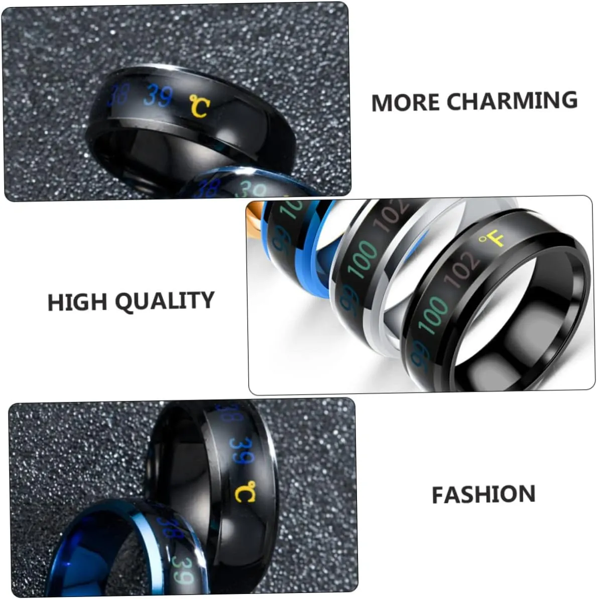 PRETYZOOM 1pc Sensitive Couple Ring Simple Rings Finger Ring Titanium Steel Couple Ring Temperature Rings