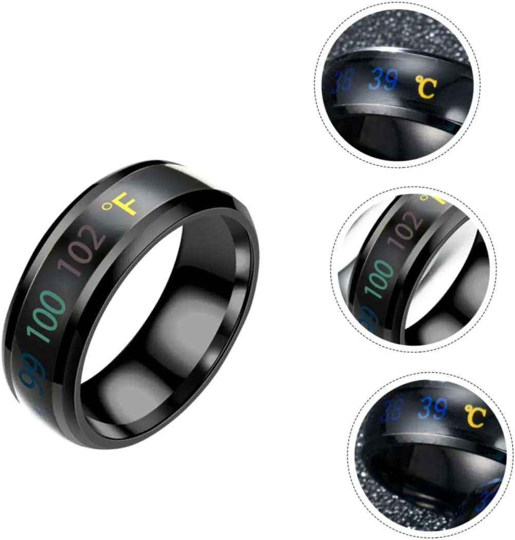 PRETYZOOM 1pc Sensitive Couple Ring Simple Rings Finger Ring Titanium Steel Couple Ring Temperature Rings