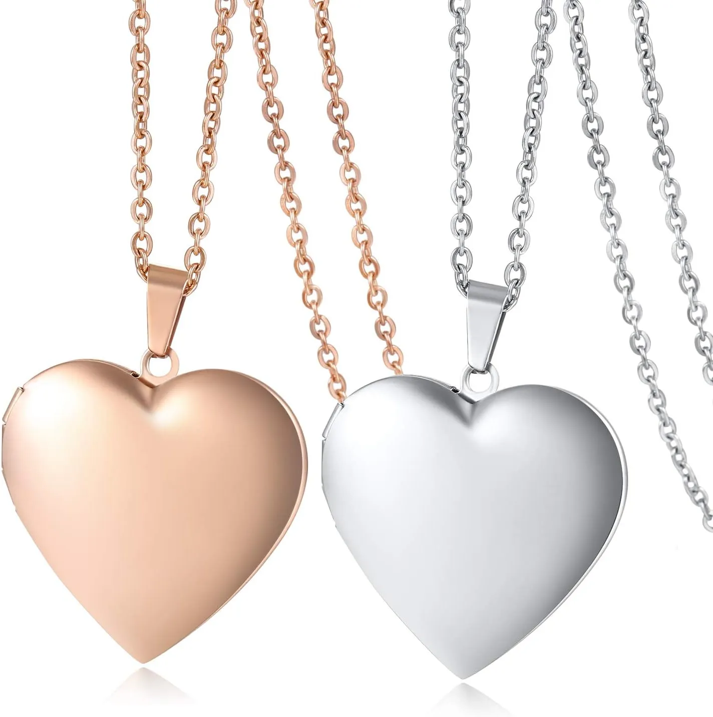 Ralukiia Locket Necklace That Holds Pictures - 2PCS Heart Pendant Jewelry Photos Put Inside Necklace Christmas Gifts for Teens Daughter Women Birthday