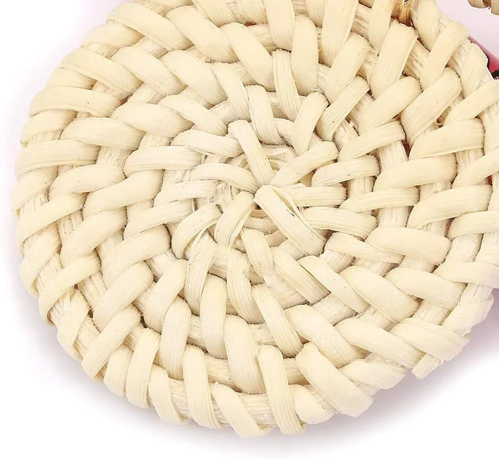 Rattan Earrings for Women Handmade Lightweight Wicker Straw Stud Earrings Statement Weaving Braid Drop Dangle Earring