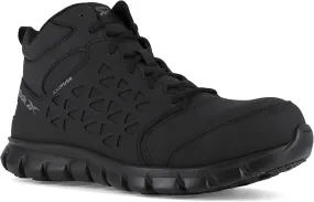 Reebok Work Mens Sublite Cushion Athletic Mid Cut Work Safety Shoes Casual - Black