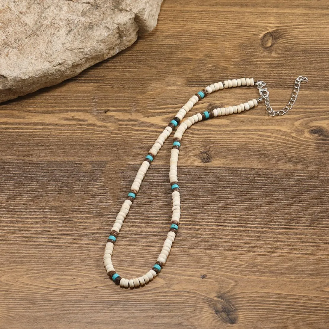 Roe Dolph Puka Shell Necklace for Men Seashell Choker Necklace Beach Necklace Surfer Clay Beaded Necklace Summer Outfits Jewerly Gifts for Women Men