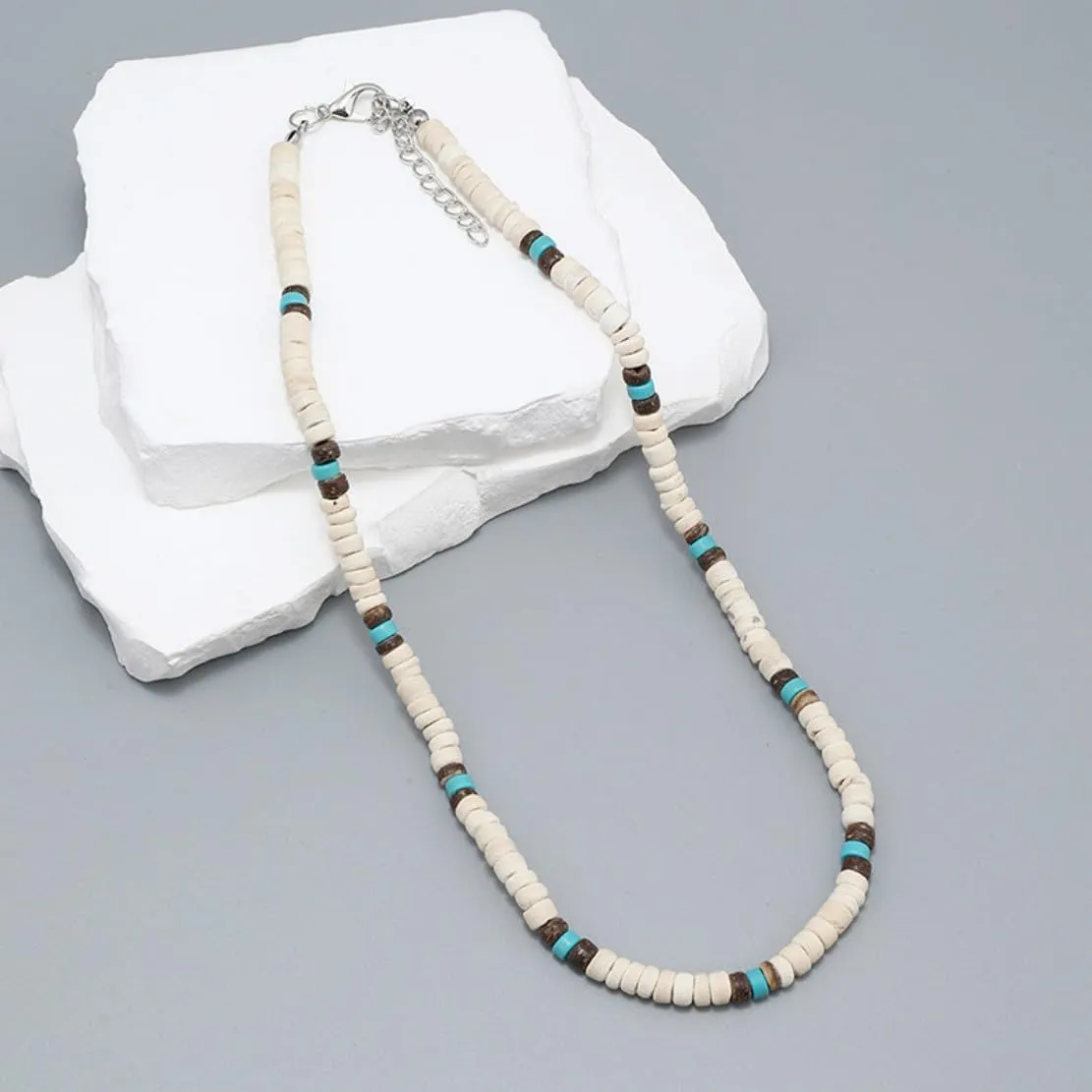 Roe Dolph Puka Shell Necklace for Men Seashell Choker Necklace Beach Necklace Surfer Clay Beaded Necklace Summer Outfits Jewerly Gifts for Women Men