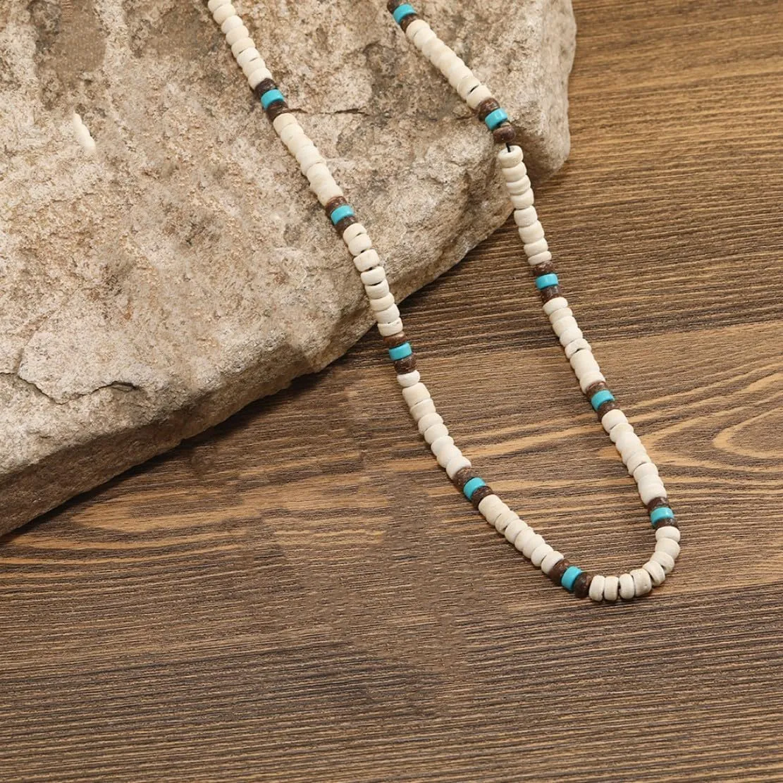 Roe Dolph Puka Shell Necklace for Men Seashell Choker Necklace Beach Necklace Surfer Clay Beaded Necklace Summer Outfits Jewerly Gifts for Women Men