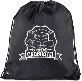 Senior Graduation Drawstring Backpacks Personalized Party Favor Cinch Bags - Hat & Diploma