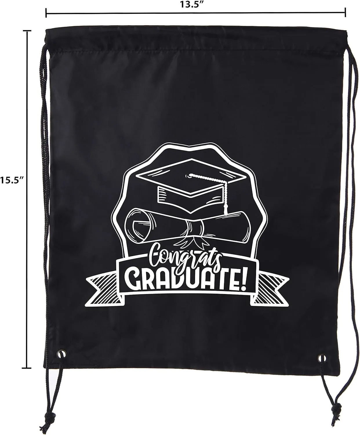 Senior Graduation Drawstring Backpacks Personalized Party Favor Cinch Bags - Hat & Diploma