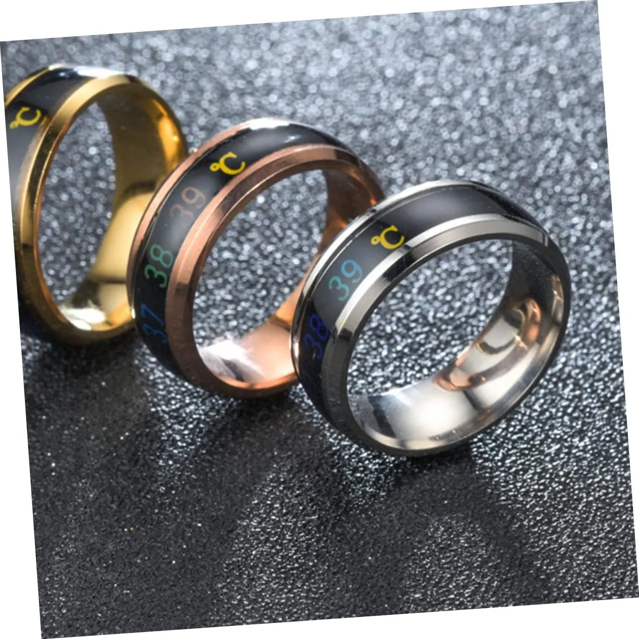 Sensitive Couple Ring Couple Ring Jewelry Temperature Changing Finger Rings Thermometer Rings for Adults