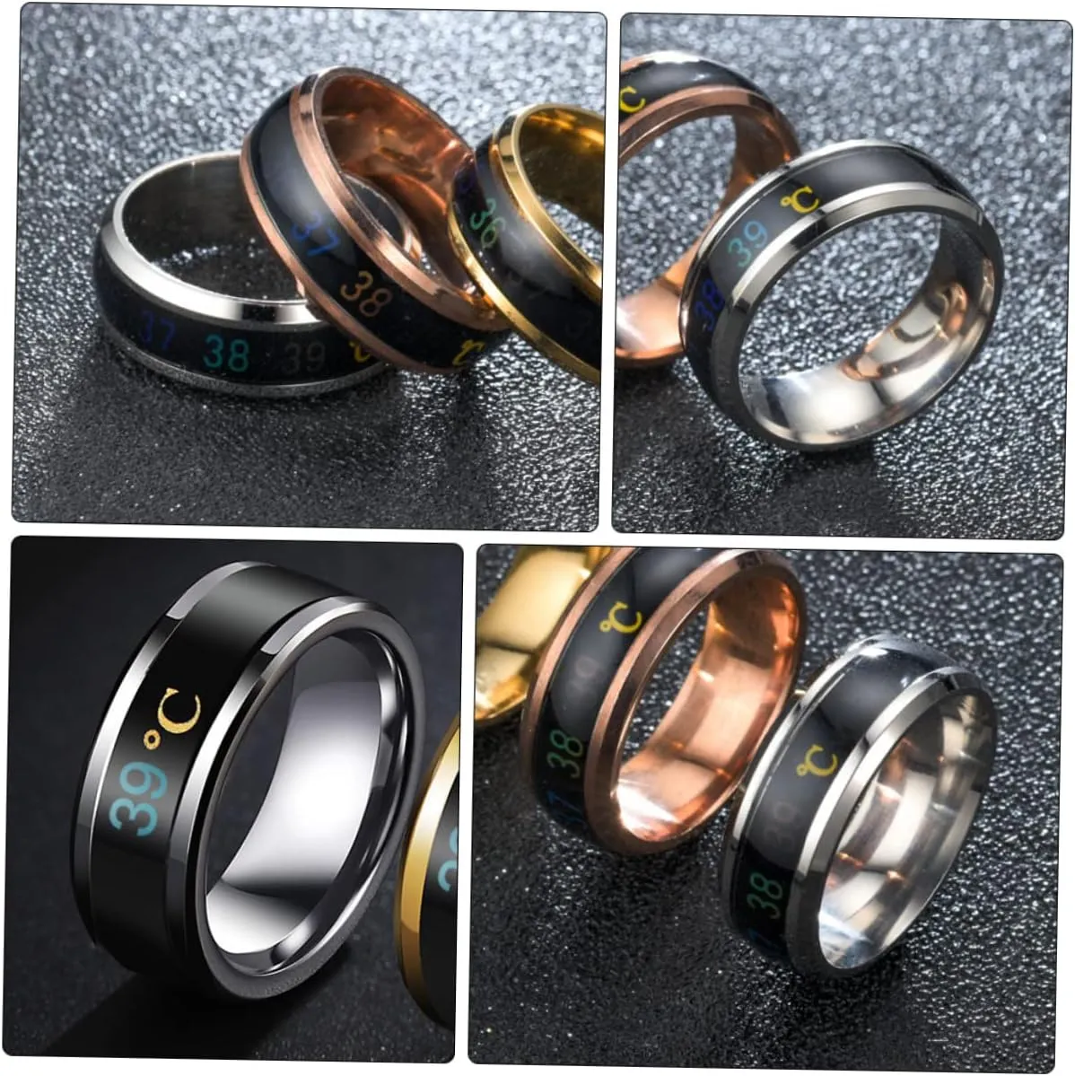 Sensitive Couple Ring Couple Ring Jewelry Temperature Changing Finger Rings Thermometer Rings for Adults