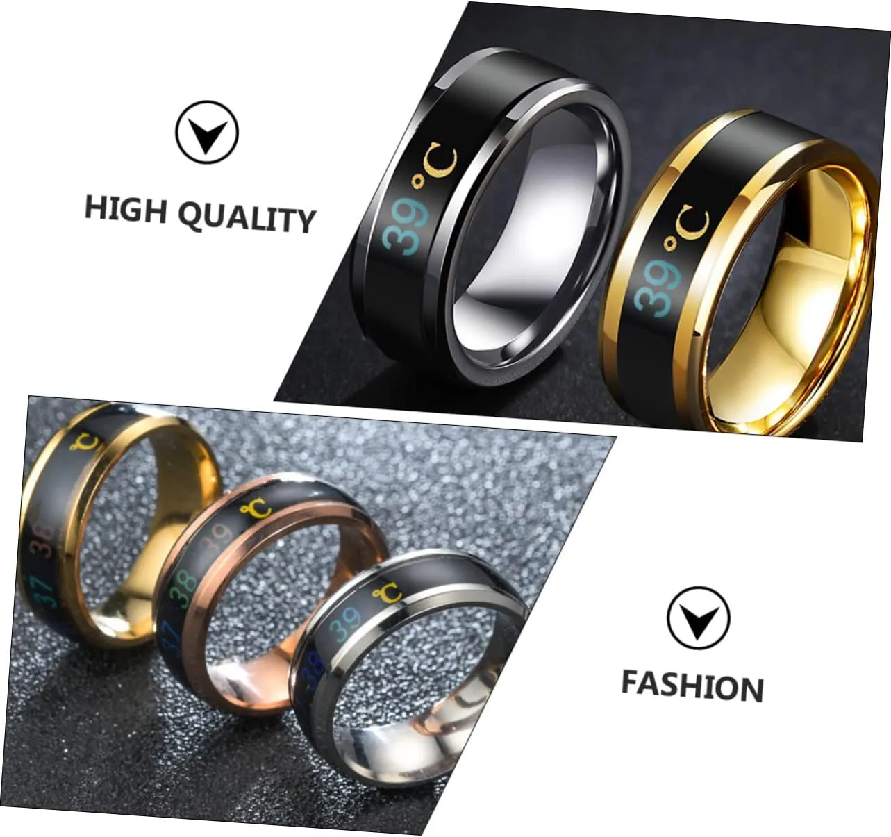 Sensitive Couple Ring Couple Ring Jewelry Temperature Changing Finger Rings Thermometer Rings for Adults