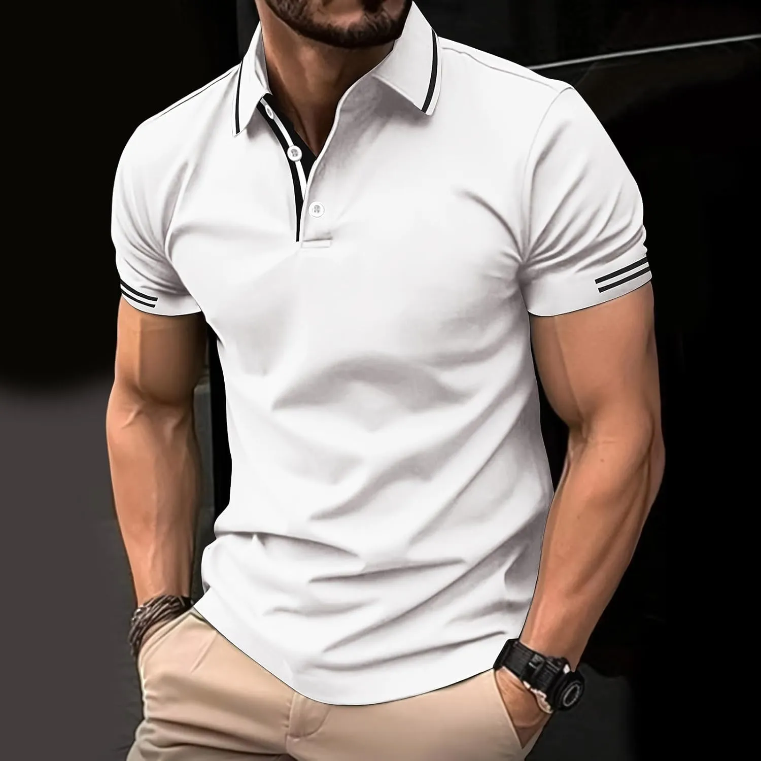 Short Sleeve Shirts for Men Button down Golf Polos Shirts Classic Fit Casual Summer Fashion Lightweight Work Tee Tops