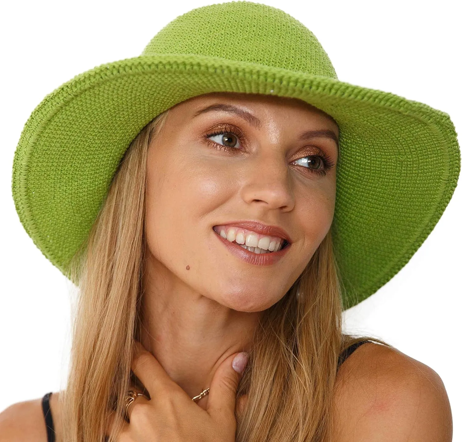 SHU-SHI Womens Sun Hats Wide Brim Cotton UV UPF Protection Boho Crochet Hat