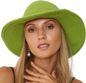 SHU-SHI Womens Sun Hats Wide Brim Cotton UV UPF Protection Boho Crochet Hat