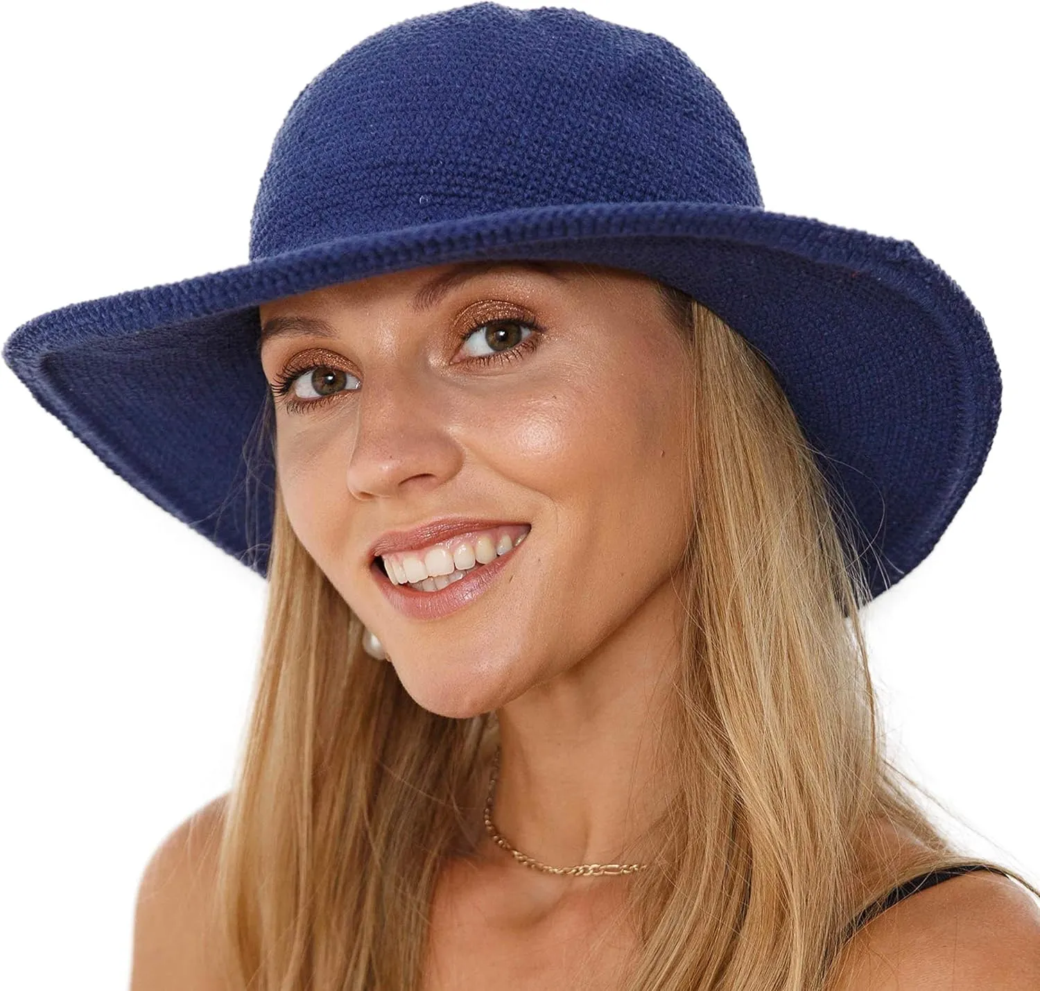 SHU-SHI Womens Sun Hats Wide Brim Cotton UV UPF Protection Boho Crochet Hat