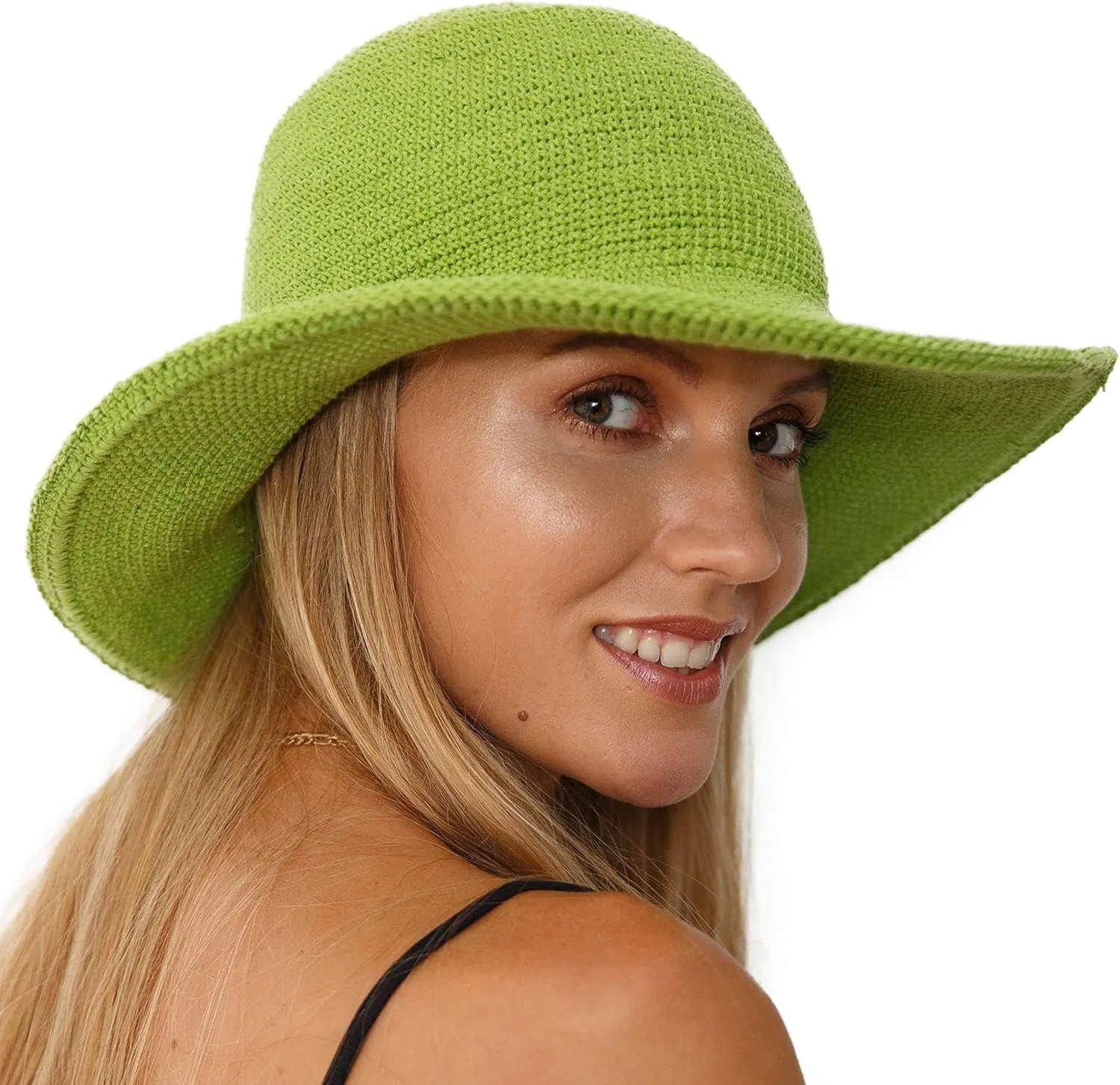 SHU-SHI Womens Sun Hats Wide Brim Cotton UV UPF Protection Boho Crochet Hat