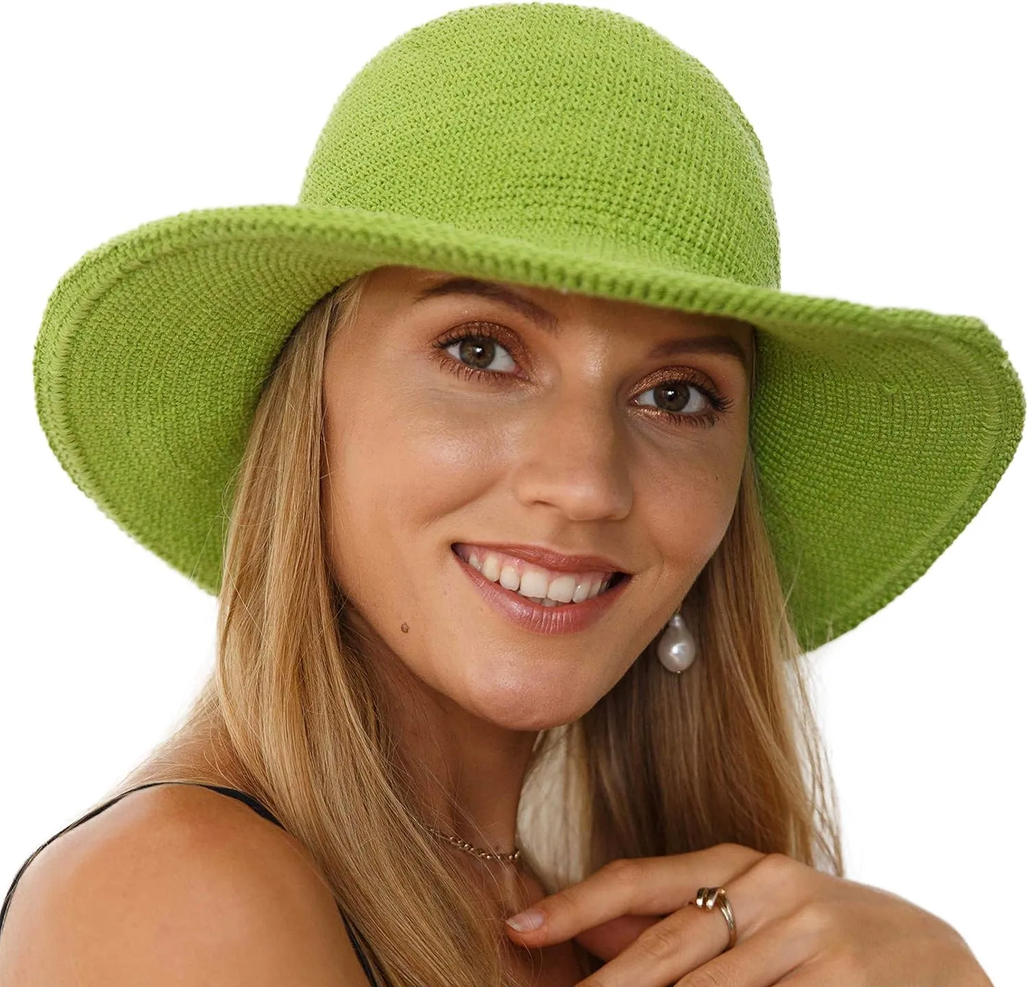 SHU-SHI Womens Sun Hats Wide Brim Cotton UV UPF Protection Boho Crochet Hat
