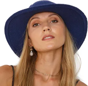 SHU-SHI Womens Sun Hats Wide Brim Cotton UV UPF Protection Boho Crochet Hat