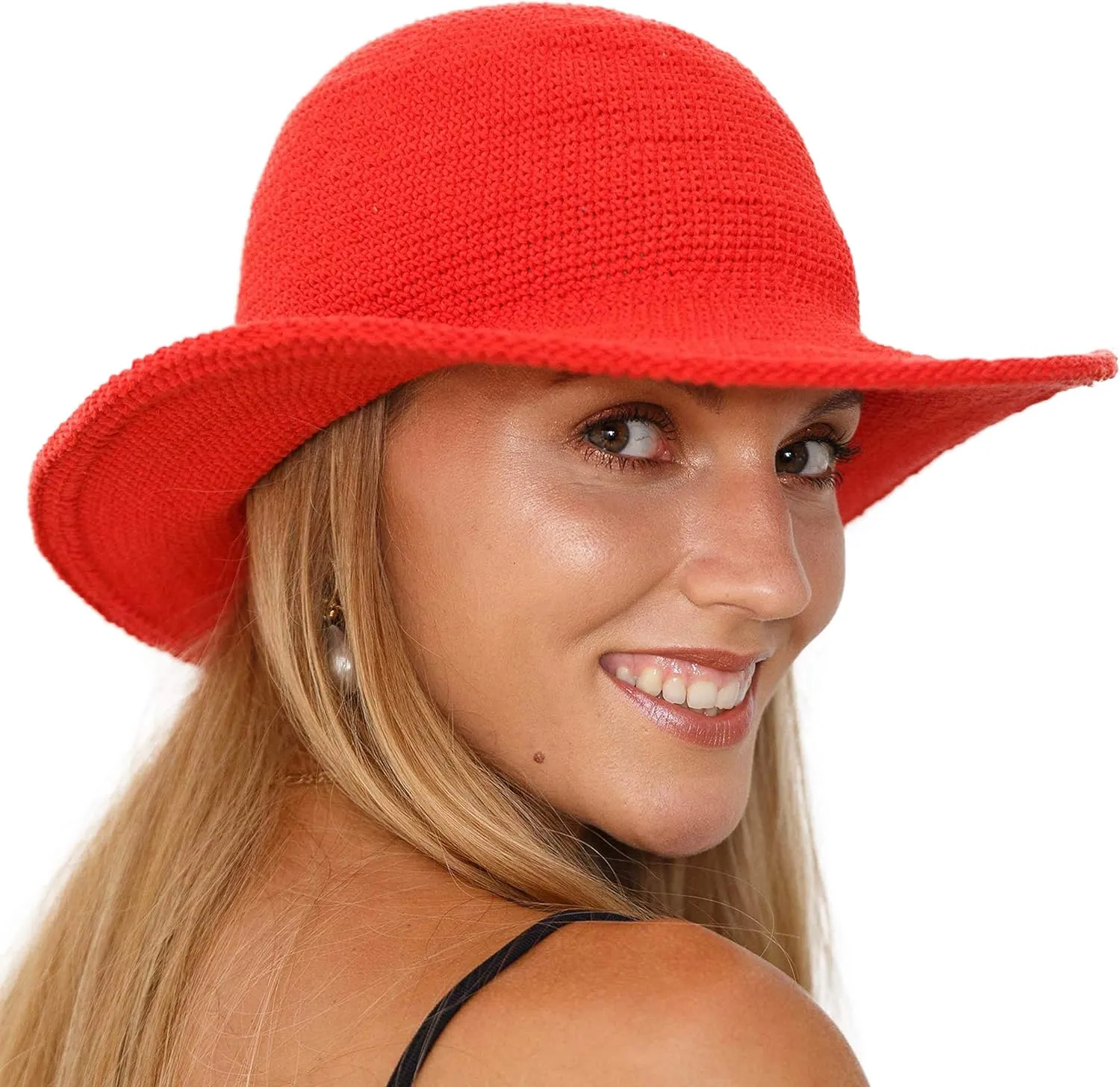 SHU-SHI Womens Sun Hats Wide Brim Cotton UV UPF Protection Boho Crochet Hat