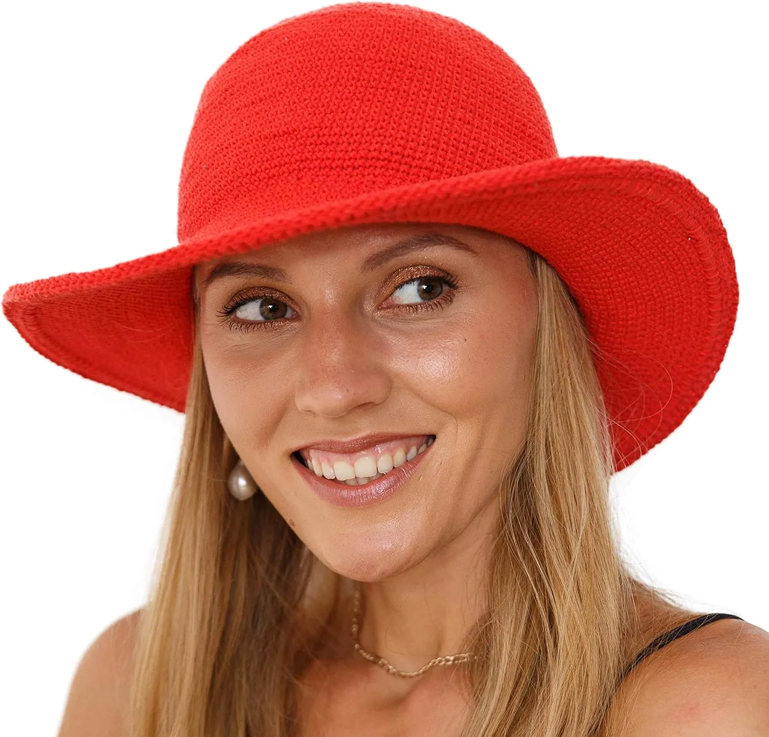 SHU-SHI Womens Sun Hats Wide Brim Cotton UV UPF Protection Boho Crochet Hat