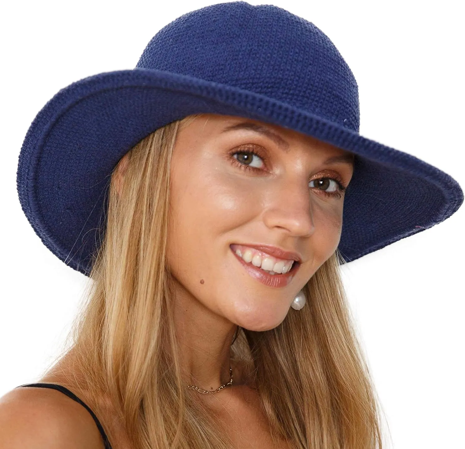 SHU-SHI Womens Sun Hats Wide Brim Cotton UV UPF Protection Boho Crochet Hat