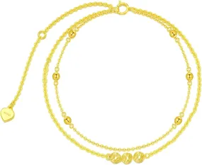 SISGEM 14K Solid Yellow Gold Beaded Anklet for Women, Real Gold Layered Anklet Bracelet Fine Jewelry Birthday Mother's Day for Her, Wife, Mom, 8'' 2''