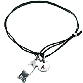 Skateboard cord bracelet, skateboard charm bracelet, adjustable bracelet, charm bracelet, personalized bracelet, initial, monogram