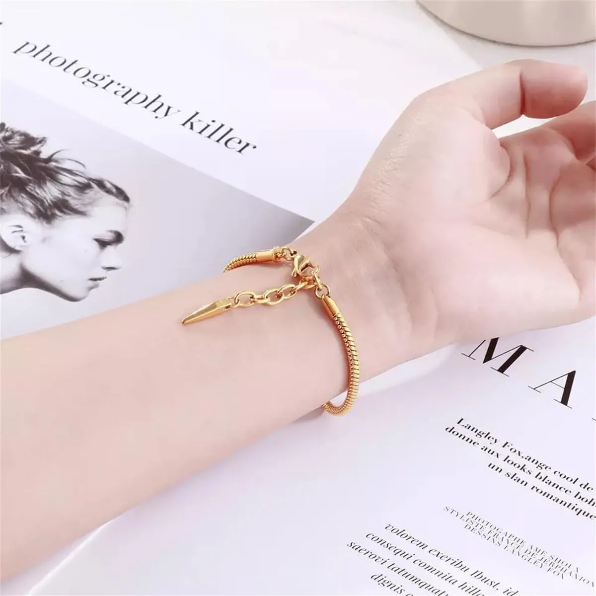 Snake Chain Bracelet Stainless Steel Snake Chain Charm Bracelets for Women Men Snake Chain Style Link Bracelet Jewelry Gift