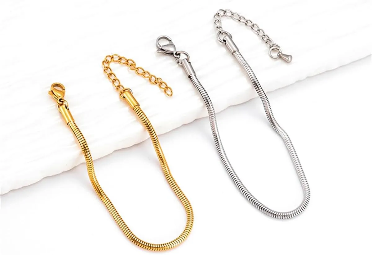 Snake Chain Bracelet Stainless Steel Snake Chain Charm Bracelets for Women Men Snake Chain Style Link Bracelet Jewelry Gift