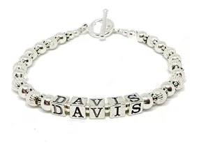 Sterling Silver Beaded Name Bracelet, Custom Personalized Jewelry, Mother's Bracelet