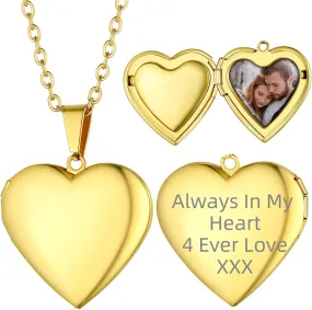 Supcare Locket Necklace That Holds Pictures-Engraved Photo Pendant Custom Jewellery Gifts for Men Women (with Jewellery Gift Box)