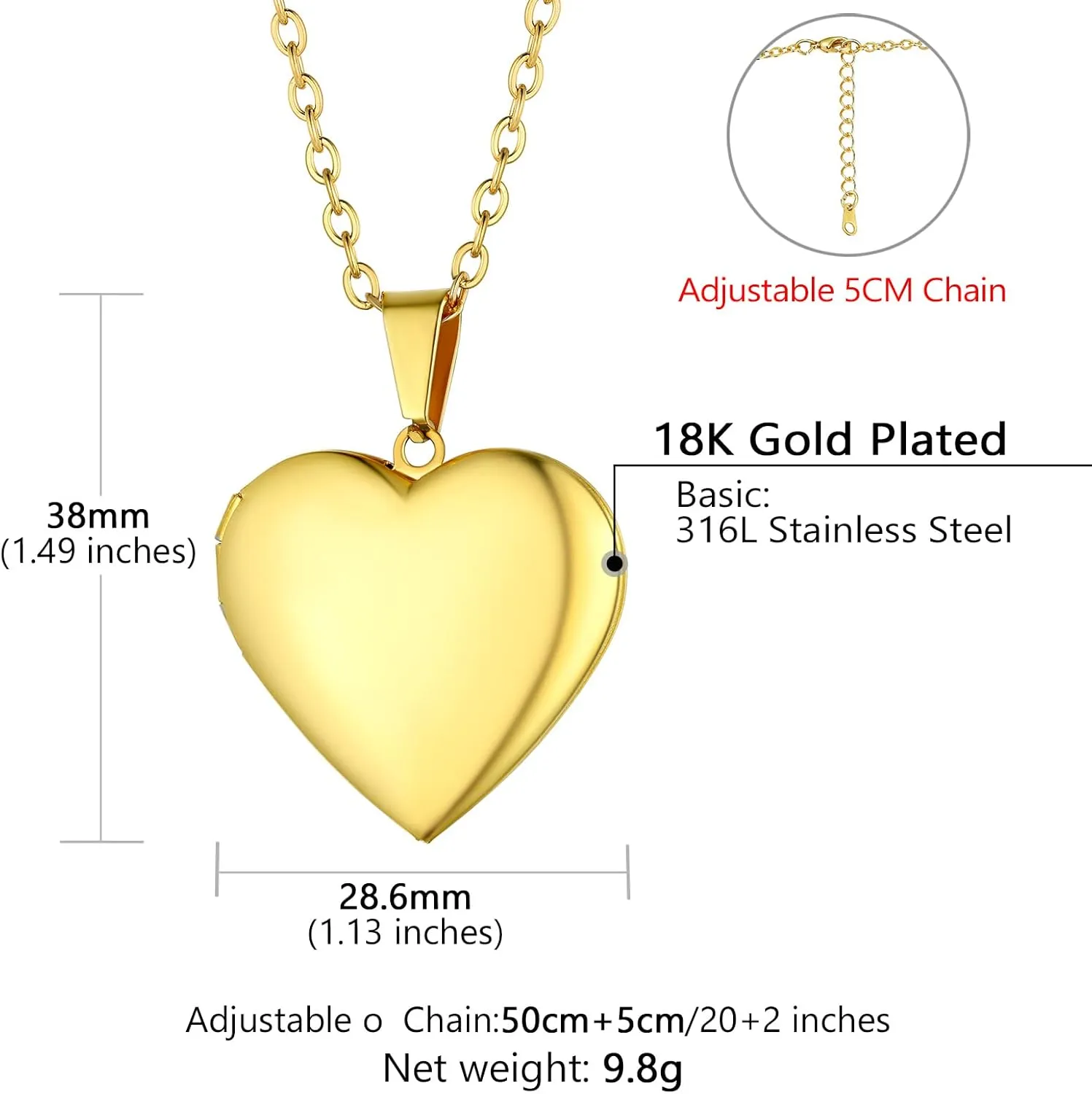 Supcare Locket Necklace That Holds Pictures-Engraved Photo Pendant Custom Jewellery Gifts for Men Women (with Jewellery Gift Box)