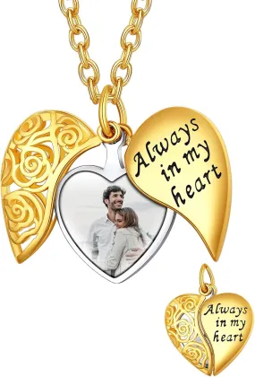 Supcare Locket Necklace That Holds Pictures-Engraved Photo Pendant Custom Jewellery Gifts for Men Women (with Jewellery Gift Box)