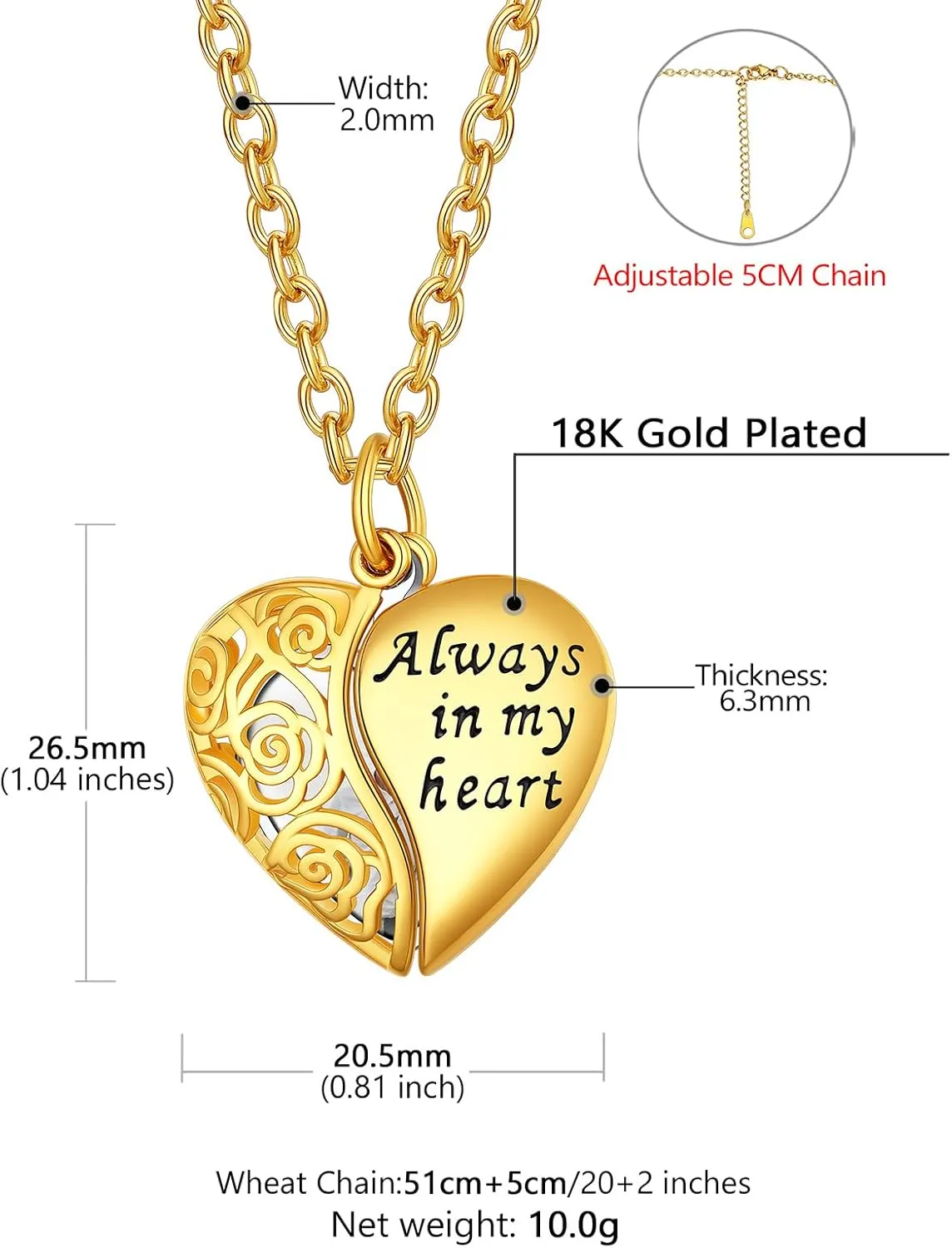 Supcare Locket Necklace That Holds Pictures-Engraved Photo Pendant Custom Jewellery Gifts for Men Women (with Jewellery Gift Box)