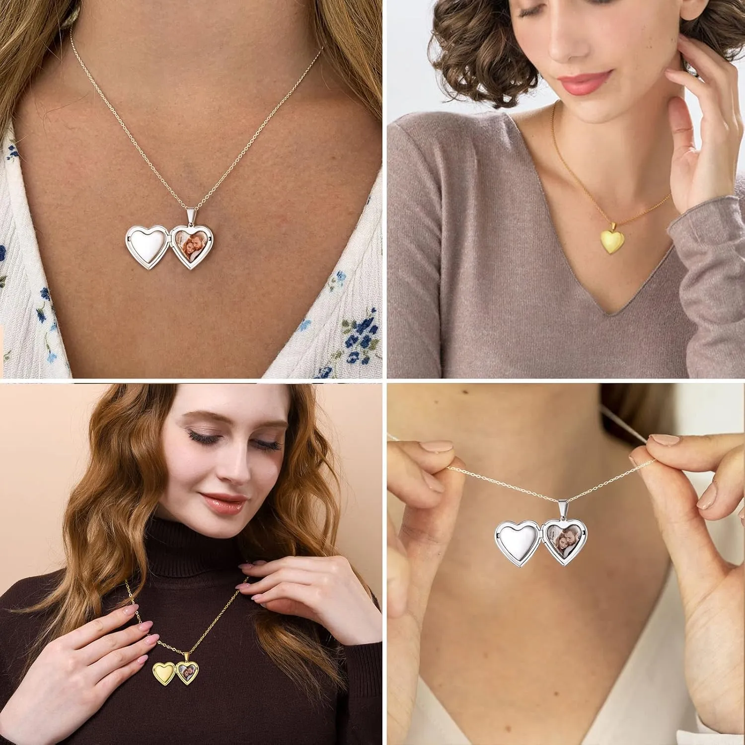 Supcare Locket Necklace That Holds Pictures-Engraved Photo Pendant Custom Jewellery Gifts for Men Women (with Jewellery Gift Box)