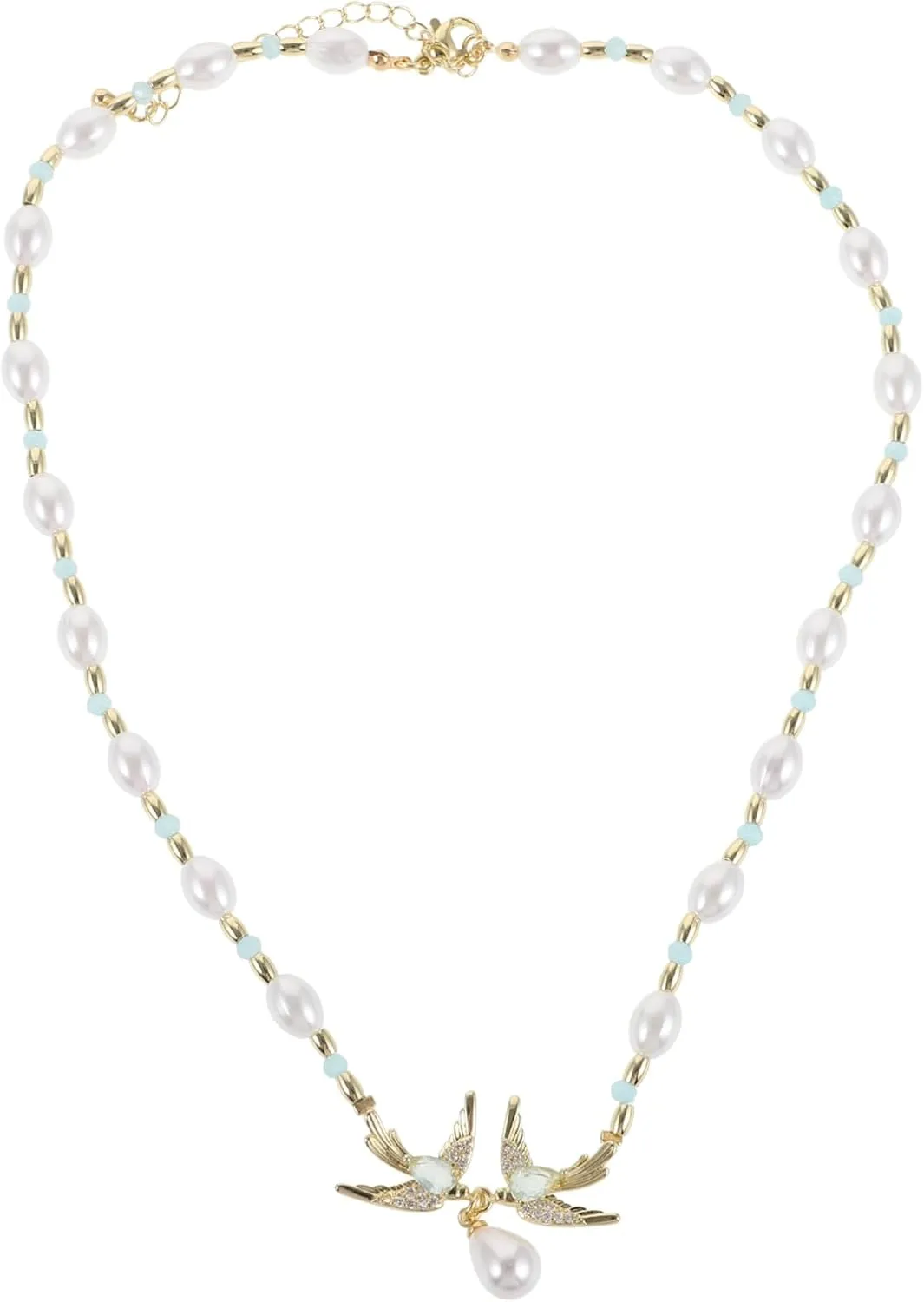 Swallow Pendant Necklace for Women Elegant Zircon Water Drop Pearl Charm Jewelry for Festivals