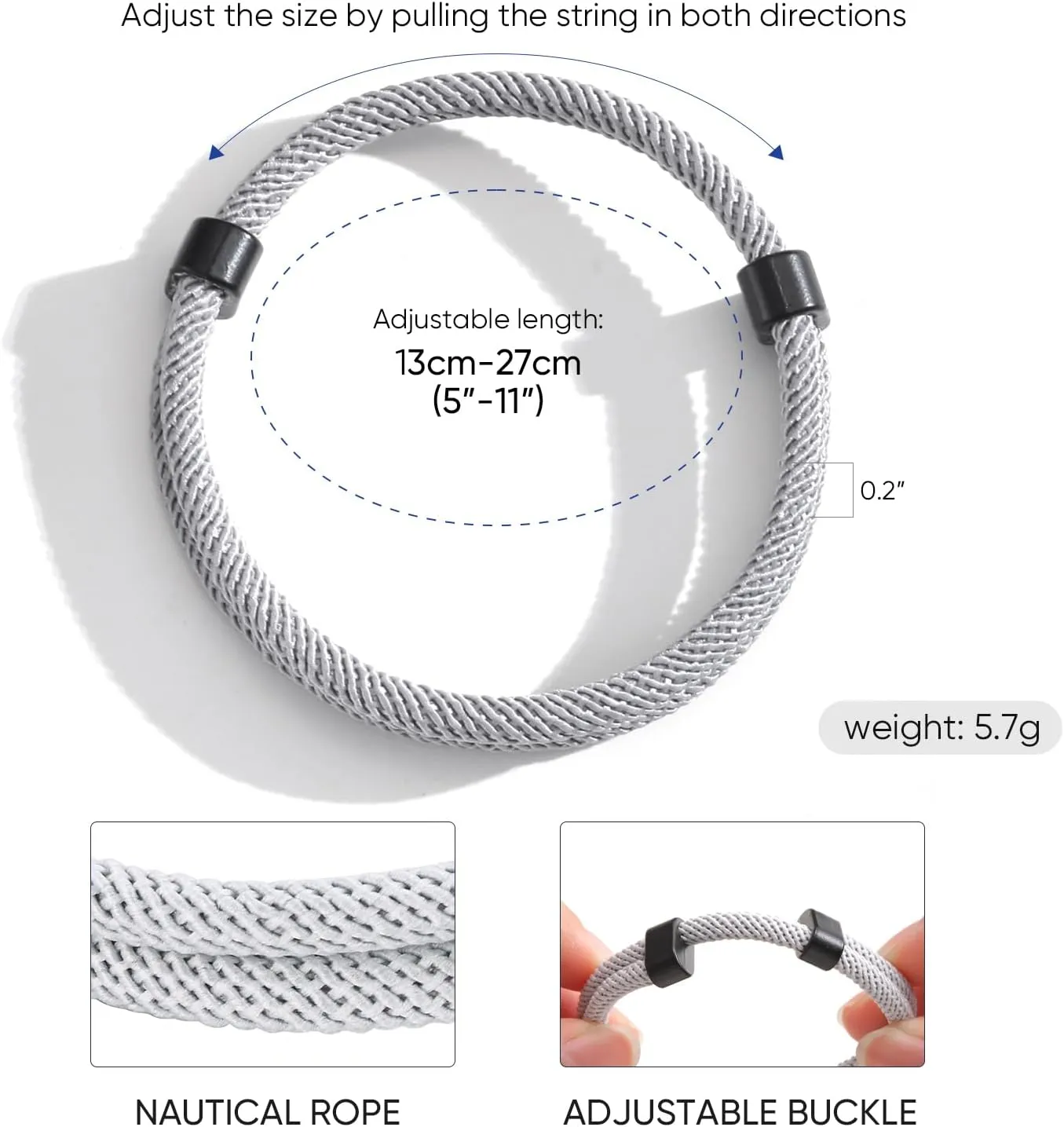 TempBeau Nautical Braided Rope Bracelets Set - 6 Pcs Adjustable Braided Cord Bracelet, Handmade Navy Marine String Bracelet with Metal Knot, Men Women Braided Bracelets Gifts