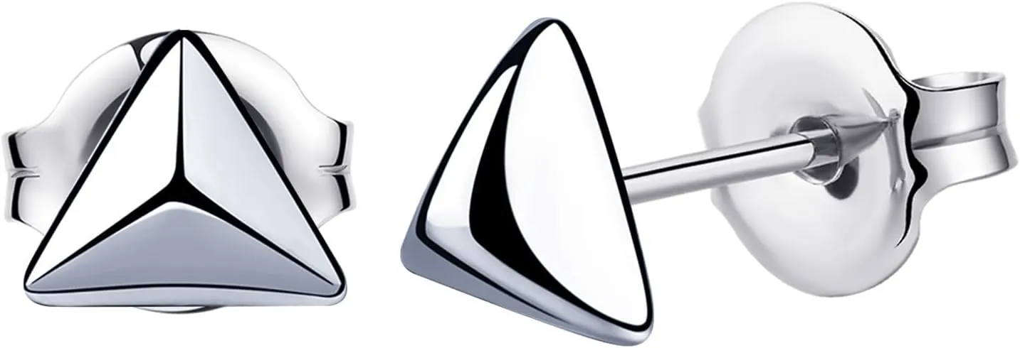 Titanium Earrings Tiny Dot/Heart/Triangle Stud Earrings, Hypoallergenic for Sensitive Ears Women Men, Premium High Polished (Shiny Grey)