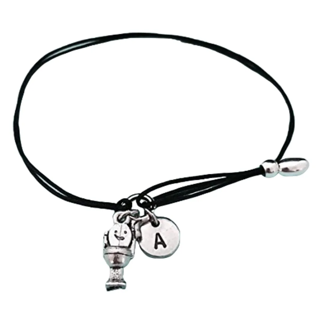 Toilet cord bracelet, toilet charm bracelet, adjustable bracelet, charm bracelet, personalized bracelet, initial, monogram
