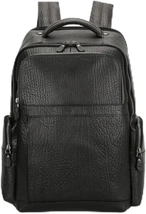 Travel Bags Mens Leather Casual Daypack Laptop Bags Cowhide Backpacks Business Briefcases Hiking Daypacks (Black)