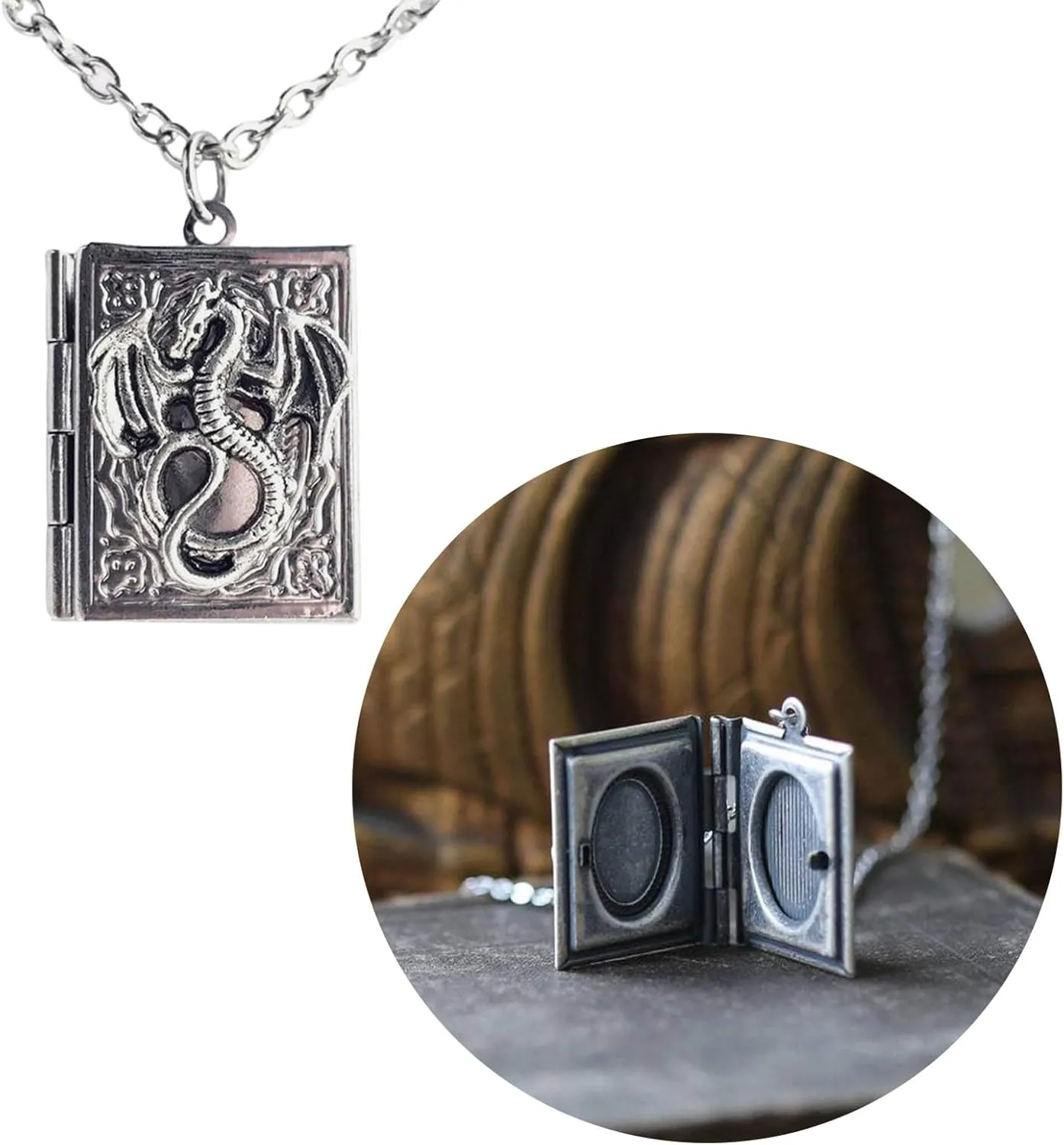 unique Gothic pendant necklace, stylish and personalized book-shaped locket pendant necklace, suitable for daily wear, dating parties