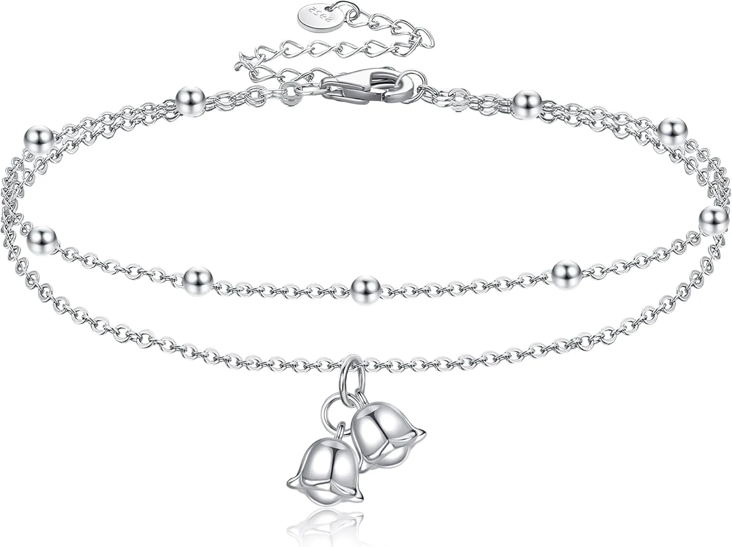 URONE Layered Bracelet 925 Sterling Silver Scottish Thistle/Lily of the Valley Bracelet Jewelry For Women