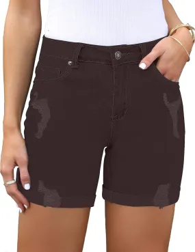 Utyful Jean Shorts Womens High Waisted Casual Summer Ripped Denim Shorts Stretchy Jean Shorts