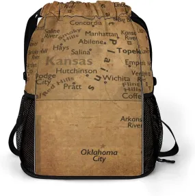 Vintage Maps of Montana Storage Bag Drawstring Sports Pocket Backpack, Shoe Bags, Multi-Function Bags