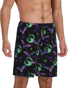 Vosery Mens Pajama Pants - Bat Moon Comfy Sleep Shorts Mens Pajama Shorts, Mens Lounge Shorts Pj Pants