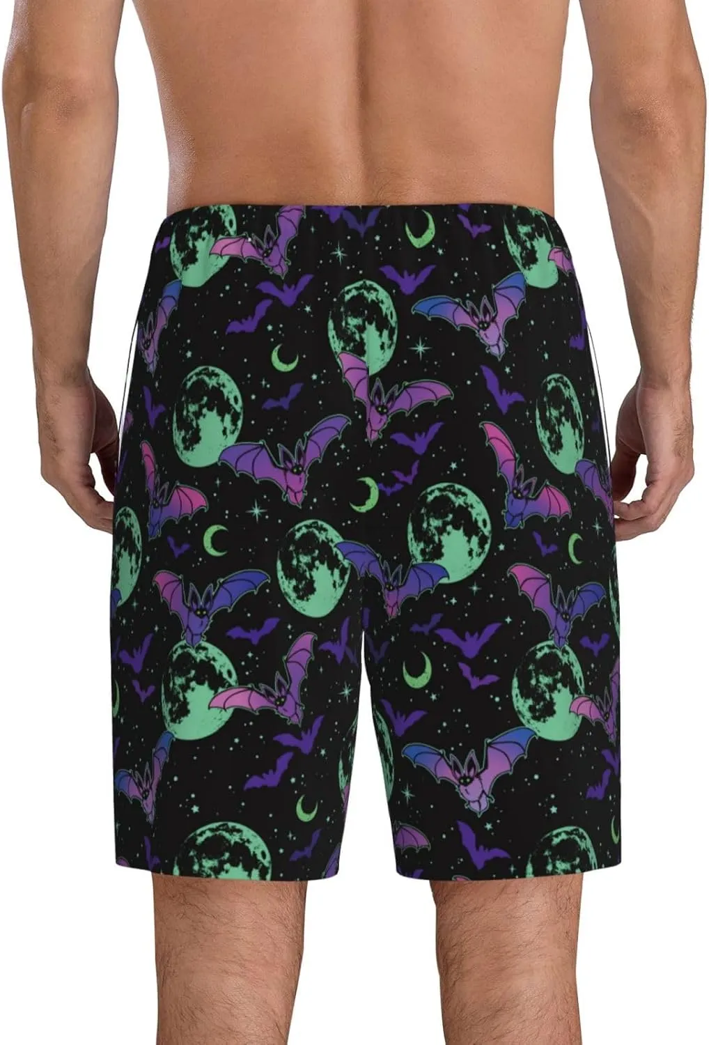 Vosery Mens Pajama Pants - Bat Moon Comfy Sleep Shorts Mens Pajama Shorts, Mens Lounge Shorts Pj Pants