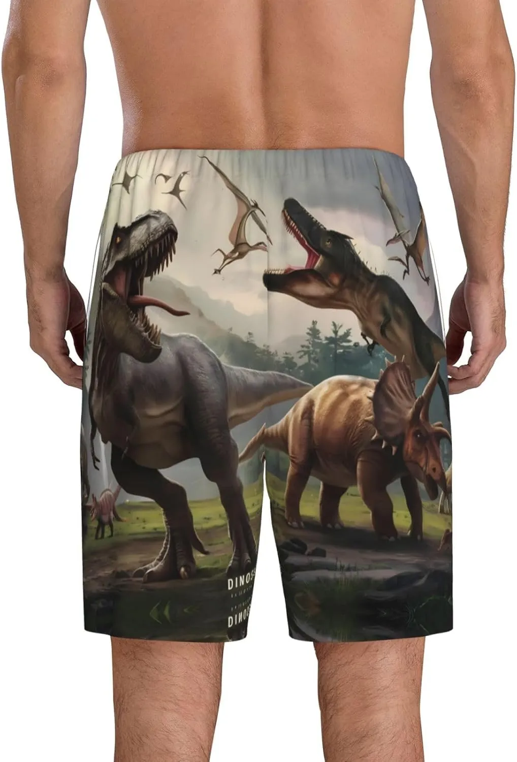 VOSERY mens pajama pants - Forest Park Dinosaur Comfy Sleep Shorts Mens Pajama shorts, mens lounge shorts pj pants