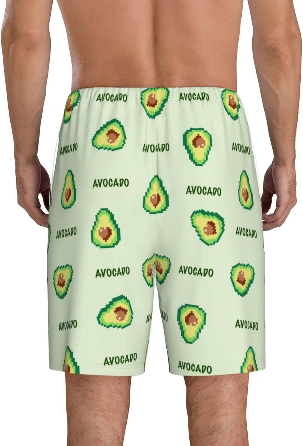VOSERY mens pajama pants - Green Avocado Comfy Sleep Shorts Mens Pajama shorts, mens lounge shorts pj pants
