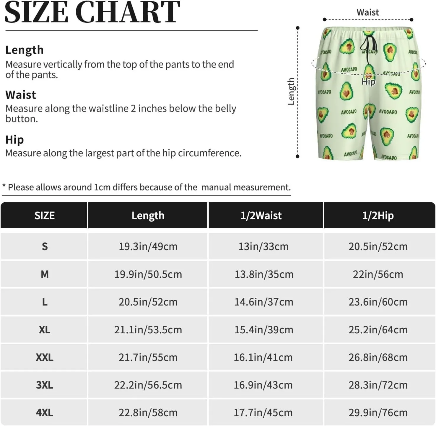 VOSERY mens pajama pants - Green Avocado Comfy Sleep Shorts Mens Pajama shorts, mens lounge shorts pj pants