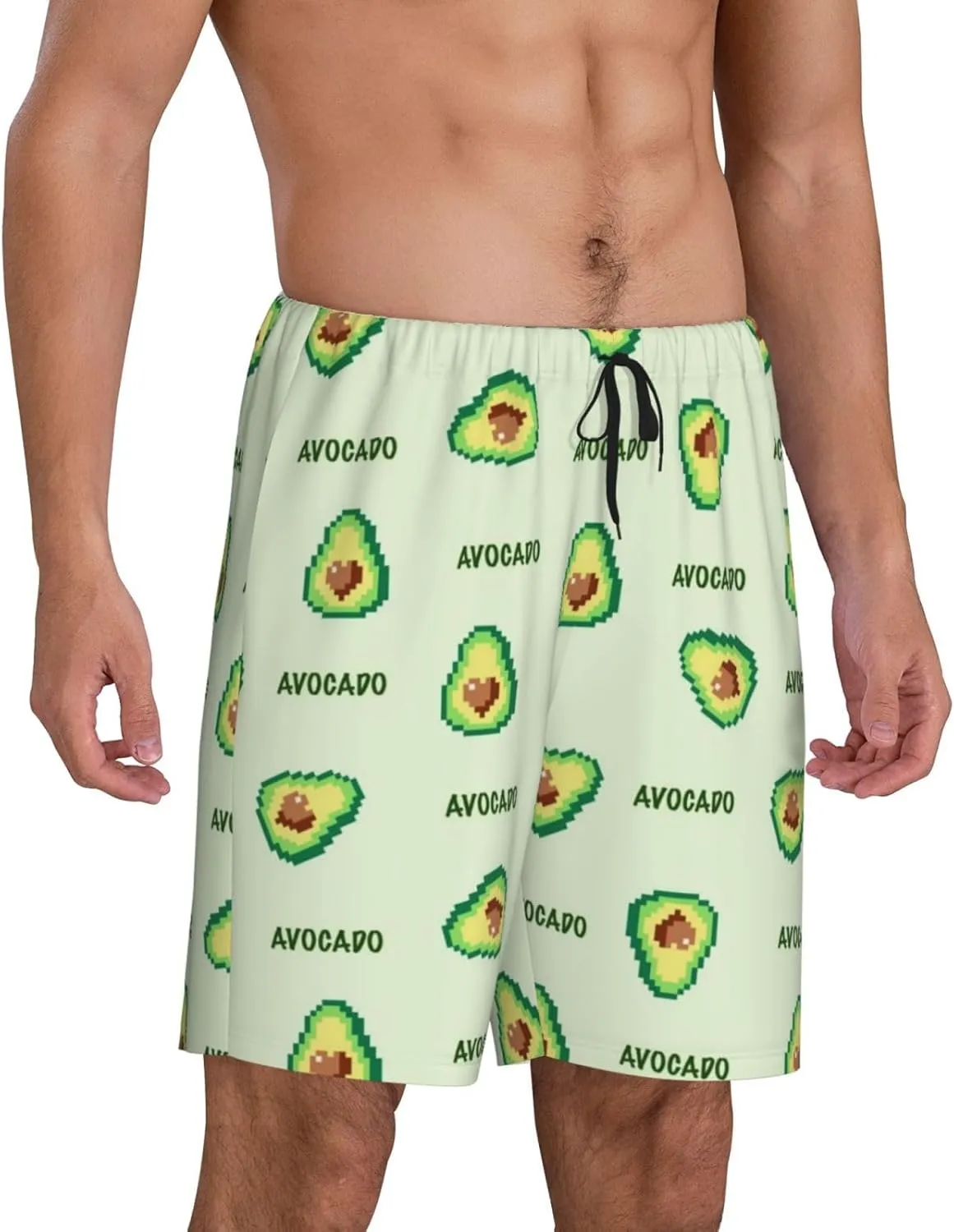 VOSERY mens pajama pants - Green Avocado Comfy Sleep Shorts Mens Pajama shorts, mens lounge shorts pj pants