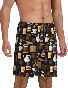 Vosery Mens Pajama Pants - Kettle Tea Cup Comfy Sleep Shorts Mens Pajama Shorts, Mens Lounge Shorts Pj Pants